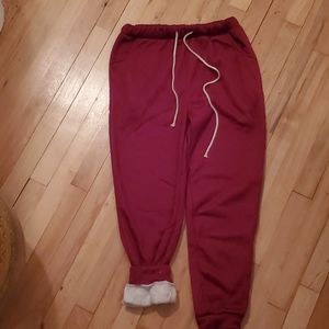 Maroon fleece lined sweatpants